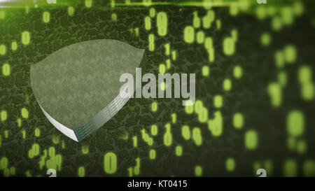 The composition of cybersecurity. Shield with binary code Stock Photo