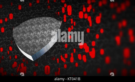 The composition of cybersecurity. Shield with binary code Stock Photo