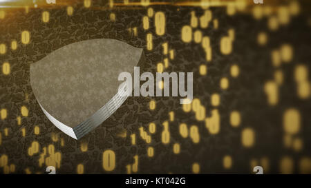The composition of cybersecurity. Shield with binary code Stock Photo