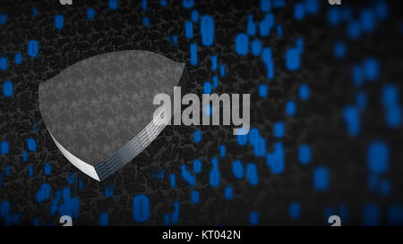 The composition of cybersecurity. Shield with binary code Stock Photo