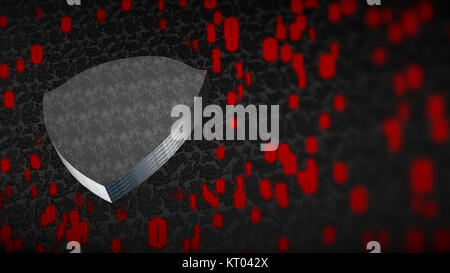 The composition of cybersecurity. Shield with binary code Stock Photo