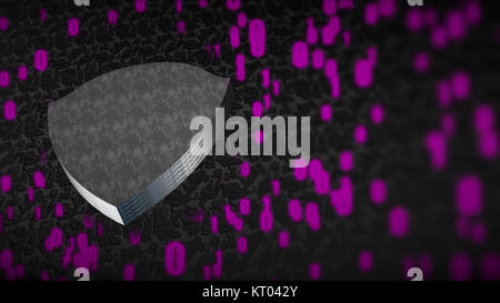 The composition of cybersecurity. Shield with binary code Stock Photo