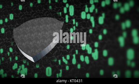 The composition of cybersecurity. Shield with binary code Stock Photo