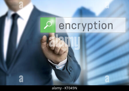 encryption browser is operated by a businessman Stock Photo