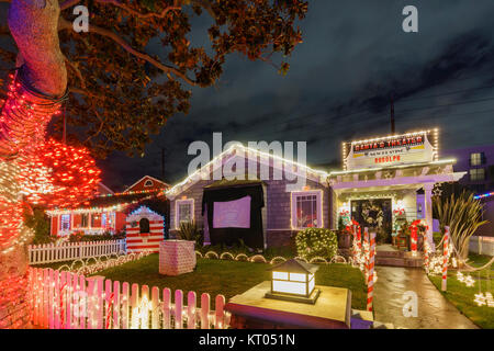 Los Angeles, DEC 20: Night view of beautiful Christmas in Candy Cane Lane on DEC 20, 2017 at Los Angeles, California, United States