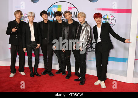 American Music Awards 2017 Arrivals at Microsoft Theater  on November 19, 2017 in Los Angeles, CA  Featuring: BTS, Jungkook, Jimin, V, Suga, Jin, J-Hope, Rap Monster Where: Los Angeles, California, United States When: 20 Nov 2017 Credit: Nicky Nelson/WENN.com Stock Photo