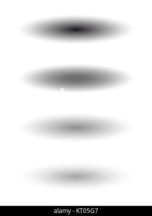 Oval or round realistic shadows isolated set on transparent background. Shadow with soft smooth edges for web design element. Vector illustration. Stock Vector