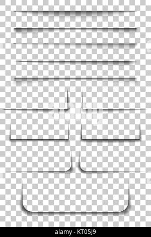 Page divider. Transparent realistic paper shadow effects on checkered background. Vector illustration for your design, template and site. Stock Vector