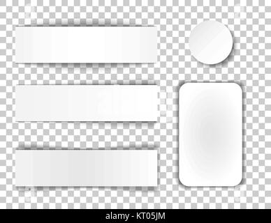 Set of Banners with shadow. Collection of white note papers. Paper separators, dividers. Vector illustration. Stock Vector