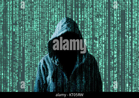 Anonymous computer hacker, concept for network security, cyber attack or ransomware Stock Photo