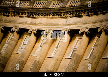 Close-up of the Ionic columns on the Royal Crescent in Bath, UK Stock Photo