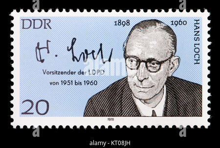 East German (DDR) postage stamp (1978): Hans Loch (1898 – 1960) Chairman of the Liberal Democratic Party of Germany 1951-1960 and Finance Minister.... Stock Photo