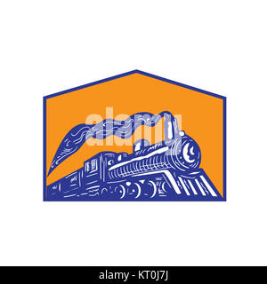 Steam Locomotive Train Coming Crest Retro Stock Photo