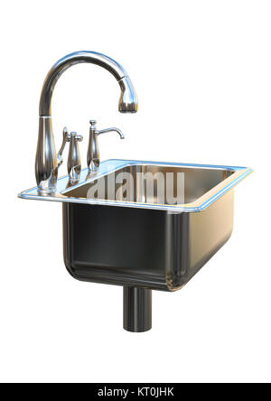 3D Rendering Kitchen Sink on White Stock Photo