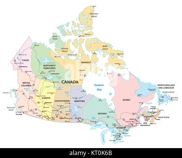 canada administrative, political and road vector map Stock Vector