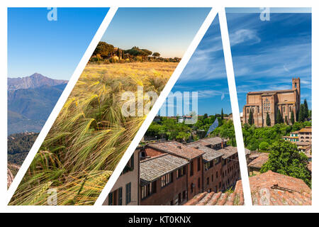 Collage of the hills in Tuscany Stock Photo