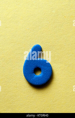 Numeral six / 6, blue number on white background Stock Photo - Alamy
