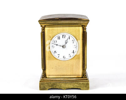 Vintage Timepiece Clock on White Background Stock Photo