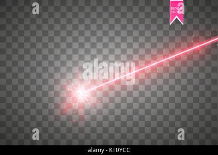 Abstract red laser beam. Isolated on transparent black background. Vector illustration, Stock Vector