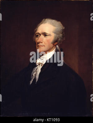 ALEXANDER HAMILTON (1755 or 1757-1804) American statesman in an posthumous 1806 portrait by John Trumbull Stock Photo