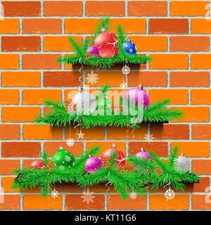 Shelves Christmas tree white brick Stock Vector Image & Art - Alamy