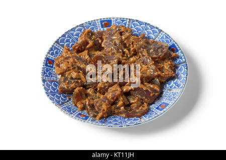 Dish with Narazuke pickles leesed in sake on white background Stock Photo