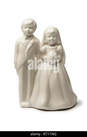 White Bride and groom porcelain figurine on white background Stock Photo