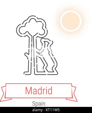 Madrid, Spain Vector Line Icon Stock Vector