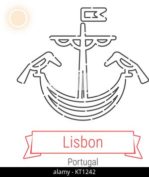 Lisbon, Portugal Vector Line Icon Stock Vector