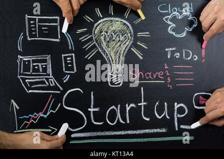 Startup Plan On Blackboard Stock Photo