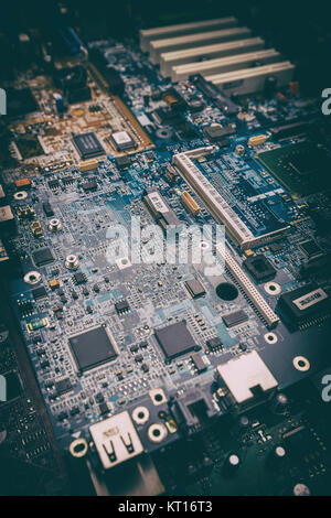 Computer motherboard electrical components Stock Photo
