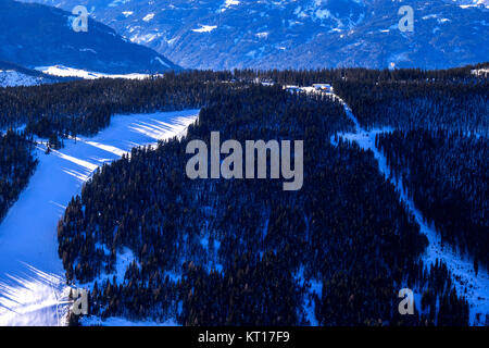 Ski resort Filzmoos in Alps in the Salzkammergut - Papagenjo Cable Car Stock Photo