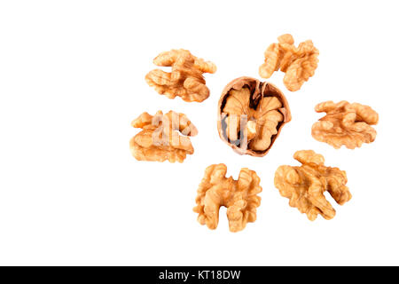 Walnuts without shells isolated on white background Stock Photo