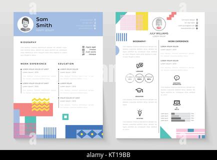 Personal CV- set of modern vector template illustrations Stock Vector