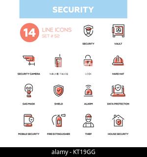 Business concept, security - line design icons set Stock Vector