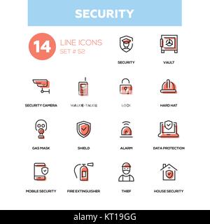 Business concept, security - line design icons set Stock Vector