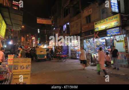 People visit Paharganj Main Bazaar market in New Delhi India Stock Photo