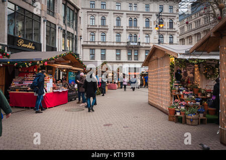 Christmas market in Budapest at Vörösmarty Square Stock Photo