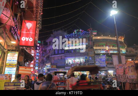 People visit Paharganj Main Bazaar market in New Delhi India Stock Photo