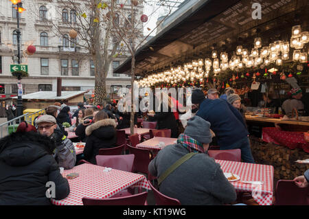 Christmas market in Budapest at Vörösmarty Square Stock Photo