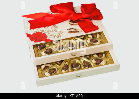 A box of chocolates on a white background. Stock Photo