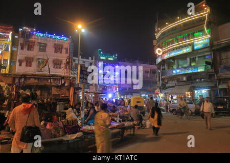 People visit Paharganj Main Bazaar market in New Delhi India Stock Photo