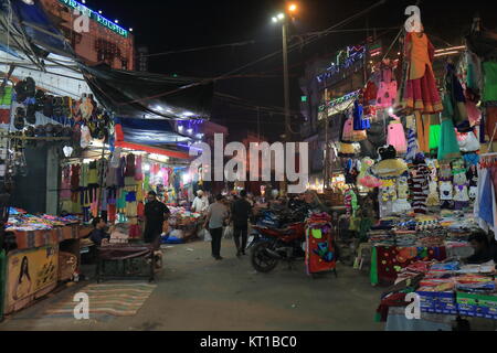 People visit Paharganj Main Bazaar market in New Delhi India Stock Photo