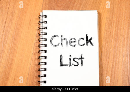 Check list concept on notebook Stock Photo