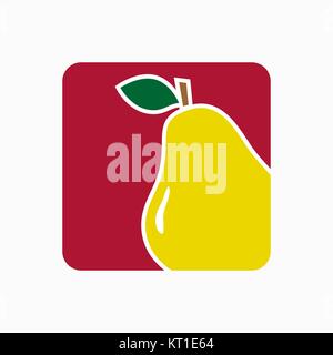 Pear icon simple flat vector illustration. Fresh pear sign. Stock Vector