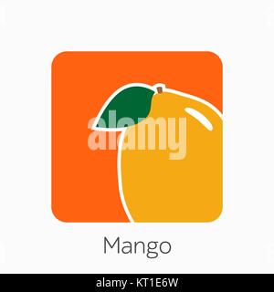 Mango icon simple flat vector illustration. Fresh mango sign. Stock Vector
