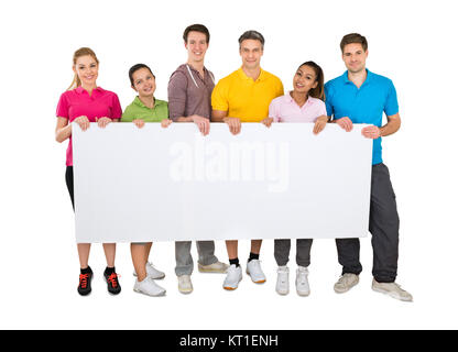 Group Of People Holding Banner Stock Photo