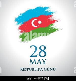 28 May Respublika gunu. Translation from azerbaijani: 28th May Republic day of Azerbaijan. Stock Vector