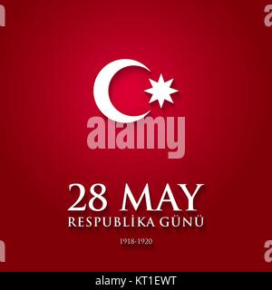 28 May Respublika gunu. Translation from azerbaijani: 28th May Republic day of Azerbaijan. Stock Vector