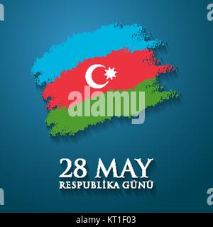 28 May Respublika gunu. Translation from azerbaijani: 28th May Republic day of Azerbaijan. Stock Vector